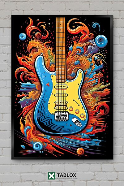 TABLOX Muzică de chitară Instrument muzical Poster cu artă rock Aspect cu ram...