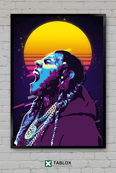 TABLOX 6ix9ine Ράπερ Τραγουδιστής Χιπ Χοπ Μουσική Πορτραίτο Πλαίσιο με εμφάνι...