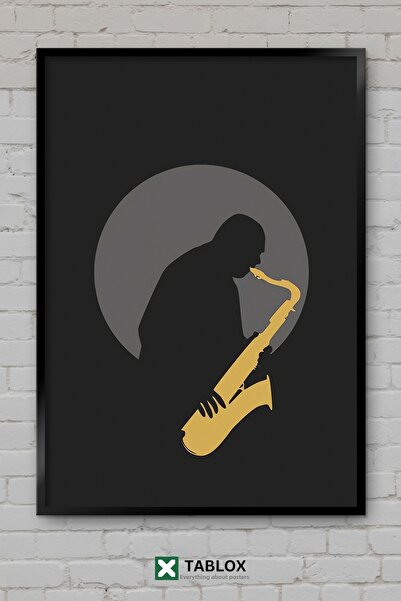 TABLOX Σαξόφωνο Μουσικό Όργανο Τζαζ Αφίσα με Πλαίσιο Διακοσμητικό Διακοσμητικ...