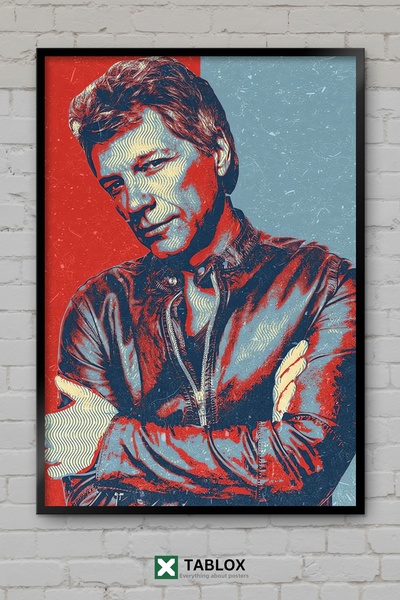 TABLOX Bon Jovi Group Music Rock Singer Πορτρέτο Αφίσα με κορνίζα Διακοσμητικ...