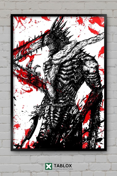 TABLOX Chainsaw Man Anime Manga Διακοσμητικός πίνακας MDF με κορνίζα με τον Ι...