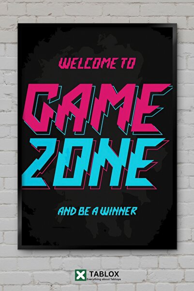 TABLOX Gaming Zone Gaming Zone Gamer Neon Poster de perete înrămat Tablou dec...