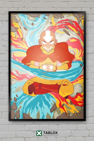TABLOX Aang Avatar Patru Elemente Personaj Anime Tablou decorativ înrămat din...