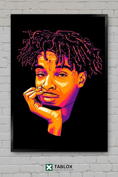 TABLOX 21 Savage Рапър Певец Хип-хоп Музика Портретна рамка Декоративна карти...