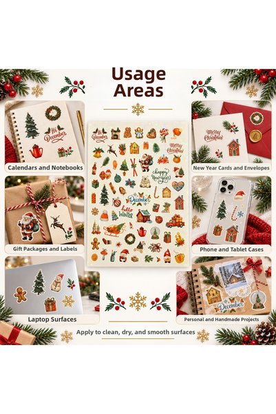 Beauty Box December New Year and Winter Themed Holographic Decorative Sticker – 1 Sheet