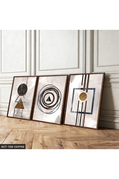 CeSht Watercolor Look Abstract Art 3 Piece Wooden Framed Painting Act