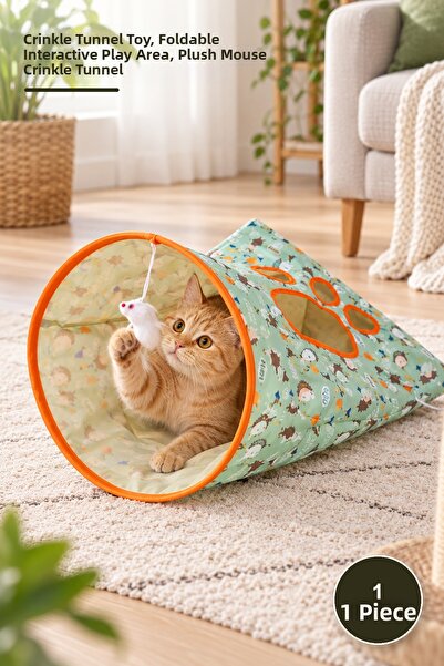 Yenilig 1 Piece of Rustling Cat Play Tunnel Bag – Rustling Tunnel Toy, Foldab...