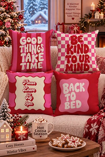 Evdek Double-Sided Printed 4-Piece Throw Pillow Cover 6Eld23