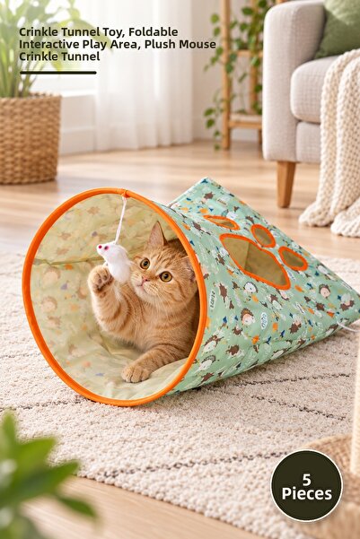 Yenilig 5 Pieces of Rustling Cat Play Tunnel Bag – Rustling Tunnel Toy, Folda...