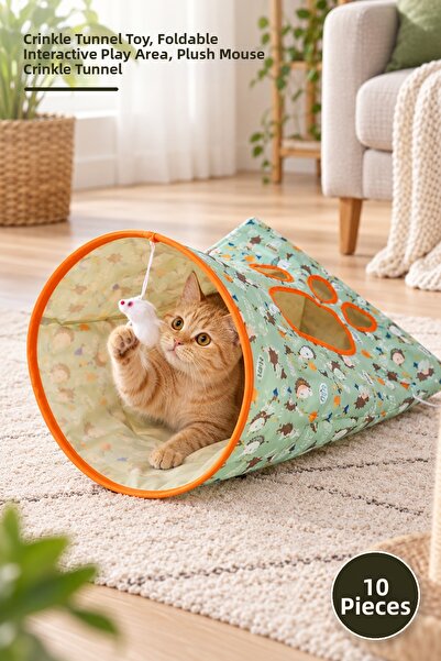 Yenilig 10 Pieces of Rustling Cat Play Tunnel Bag – Rustling Tunnel Toy, Fold...