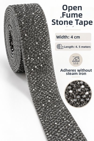 kubbe tekstil aksesuar Sticky Stone Strip 4 cm – 1 Roll 4.5 Meters |   Evening Dress Waist Decoration Crystal Strip**