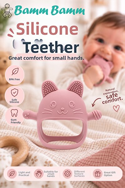 BAMM BAMM Baby Teether Silicone Premium Food Grade (Pink)