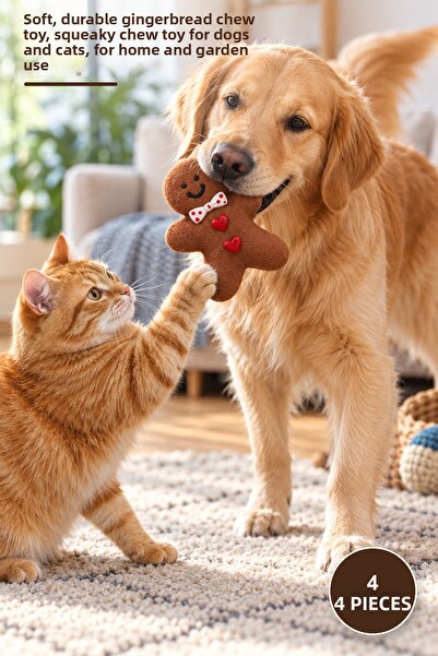 Yenilig 4 Pieces of Sound Biscuit Man Biting Toy – Soft Durable Biting Toy, S...