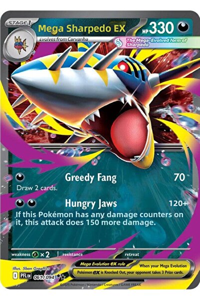 Pokemon Mega Sharpedo Ex # 61 Phantasmal Flames Original Card