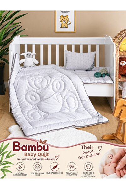 homewell Bamboo baby quilt 95x145 cm 0-6 years hypoallergenic grey