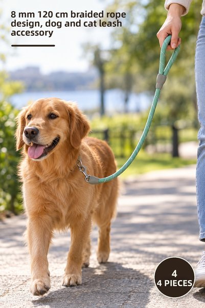 Yenilig 4 Pieces of Woven Rope Leash – Braided Rope Design 8 mm 120 Cm, Dog a...