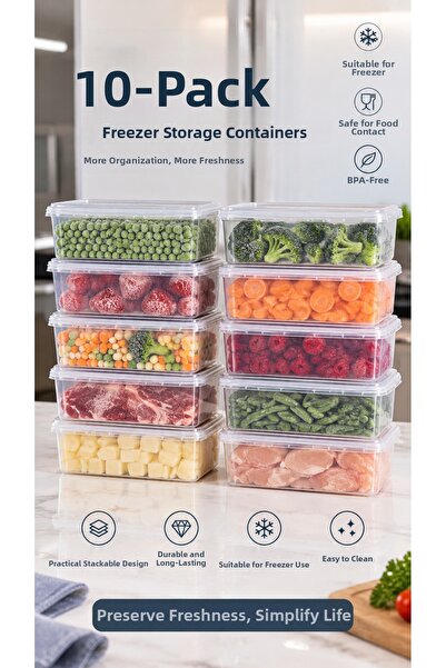 Bose Home Set of 10 2-Liter Icebox Storage Containers with Lids, Rectangular ...