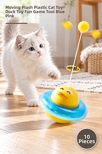 Yenilig 10 Pieces Ufo Shaped Duck Cat Toy – Plastic Cat Toy with Moving Ball,...