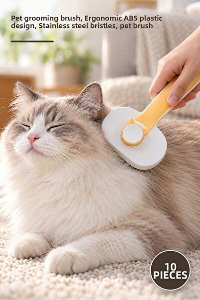Yenilig 10 Pieces Self-Cleaning Hair Brush – Pet Hair Care, Ergonomic Abs Pla...