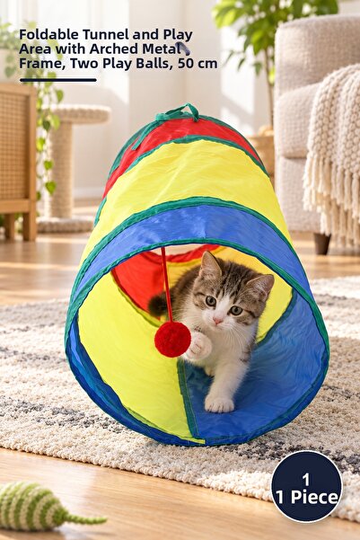 Yenilig 1 Piece Cat Play Tunnel – Foldable Tunnel and Playground with Spring ...
