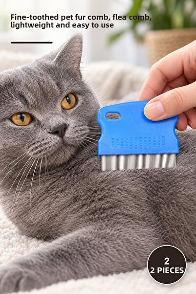 Yenilig 2 Pieces Cat and Dog Flea Comb – Fine-Toothed Pet Hair Comb, Flea Com...