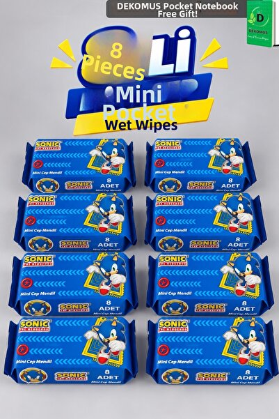 Sonic Licensed 8 Wet Wipes, Dekomus Pocket Notebook, Gift