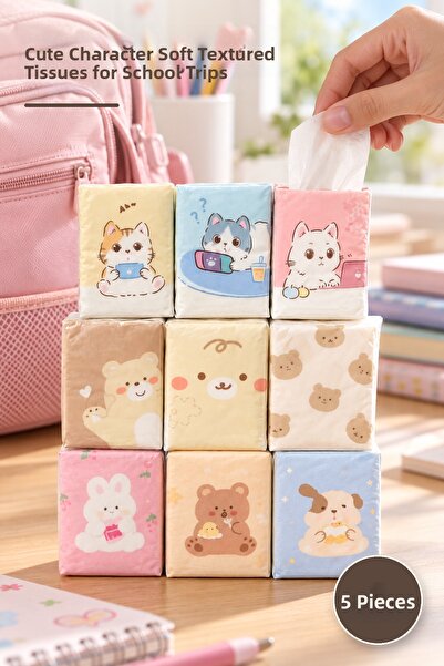 Yenilig 5 Pieces of Children's Tissue Paper – Soft Textured with Cute Figures...
