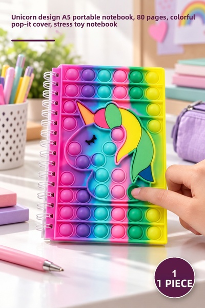 Yenilig 1 τεμάχιο Pop-It Notebook - Φορητό σημειωματάριο A5 με σχέδιο μονόκερ...