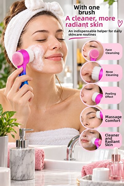 İnfeta Double-Sided Facial Cleansing Brush Silicone Exfoliating and Massaging...