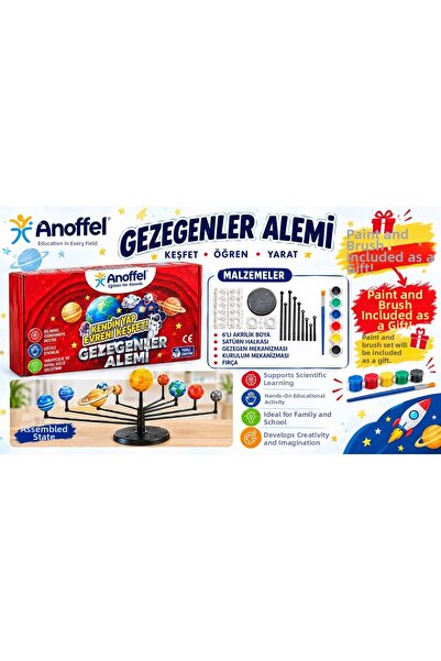 Anoffel عالم الكواكب، نظام الشمس مع فرشاة طلاء كهدية، مجموعة التجارب التعليمية