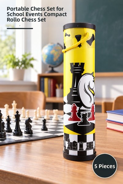 Yenilig 5Pcs Large Roll-Up Chess Set – Portable Chess Kit Compact Roll Chess ...
