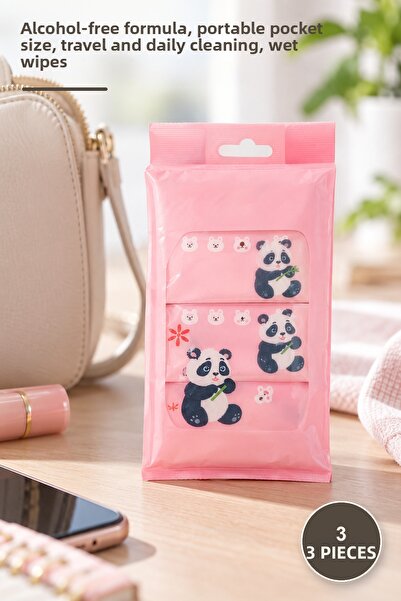 Yenilig 3 Pieces of Mini Pocket Wet Wipes – Alcohol-Free Formula, Portable Po...