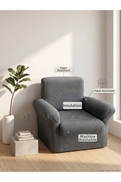ARİFE HOME Leaf Pattern Sofa Cover Single Seat Sofa Cover Washable High Quality