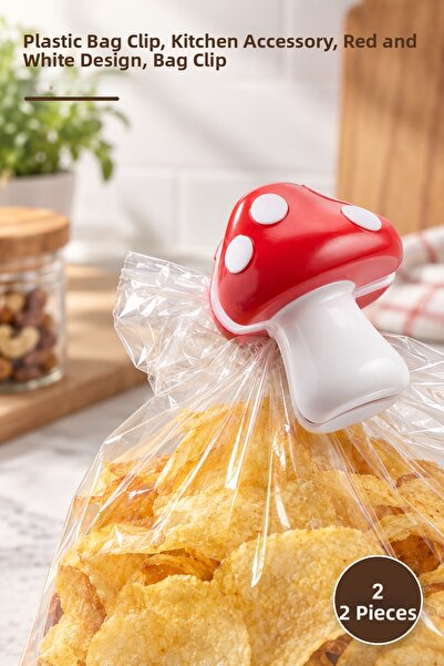 Yenilig 2 Pieces of Mushroom-Shaped Bag Clips – Bag Sealer Plastic Clip, Kitc...