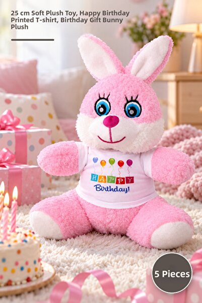 Yenilig 5 Pieces of Plush Rabbit - 25 cm Soft Fluffy Toy, Birthday Gift Bunny...