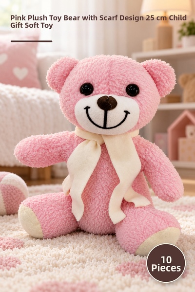 Yenilig 10 Pieces of Plush Teddy Bear – Pink Plush Teddy Bear with Scarf Desi...