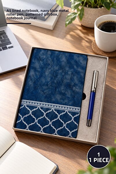 Yenilig 1 Piece Blue Thermo Leather Notebook and Metal Roller Pen Set – A5 Li...