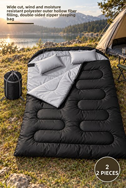 Yenilig 2-Piece Double Camping Sleeping Bag – Wide Cut, Wind and Moisture Res...