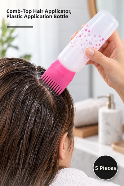Yenilig 5 Pieces of Comb-Headed Hair Application Bottles – Hair Applicator wi...