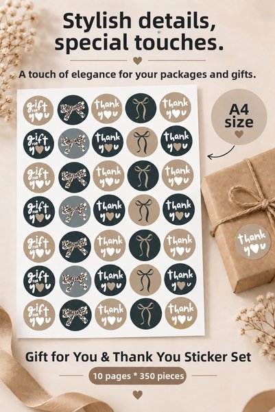 Hanelia Art Gift for You & Thank You Sticker Set 350 Pieces 10 Sheets Round Gift and Thank You Stickers – Packaging, Boutique Order, and Invitation Labels