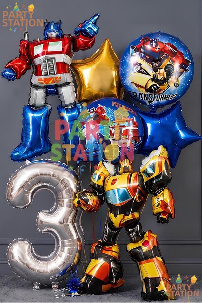 Parti Station Transformers Bumblebee & Optimus Prime Balloon Set 3 Years Old ...