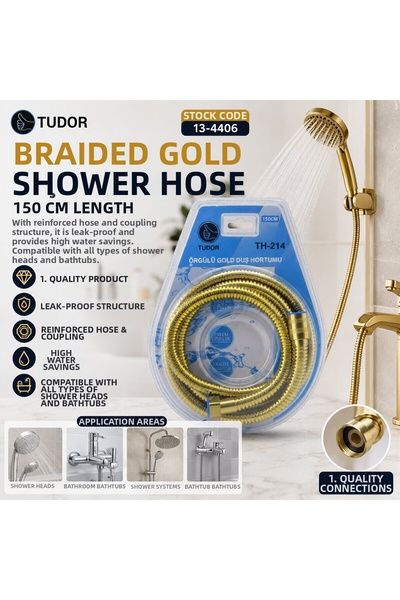 FUTAX Gold Braided Shower Hose 150cm Vacuum Packaging (5690)
