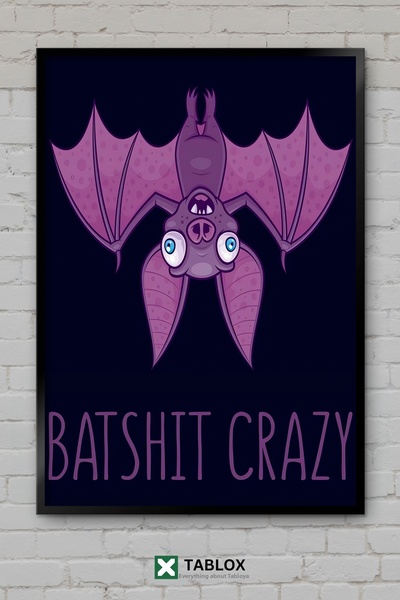 tablomaxtbx Batshit Crazy Deli Bat Bat Funny Poster Art Framed Look Decorativ...