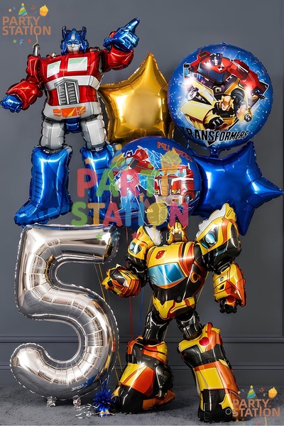 Parti Station Transformers Bumblebee & Optimus Prime Balloon Set 5 Years Old ...