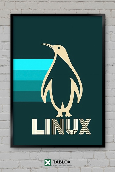 tablomaxtbx Aquamarine Linux Tux Penguin Software Μινιμαλιστικό πλαίσιο αφίσα...