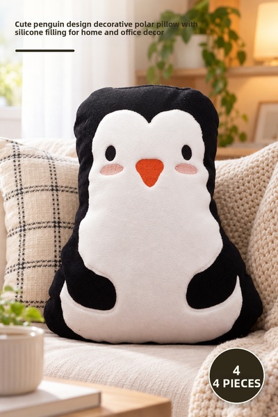 Yenilig 4 bucăți pernă pinguin - pernă decorativă din lână cu design drăguț p...