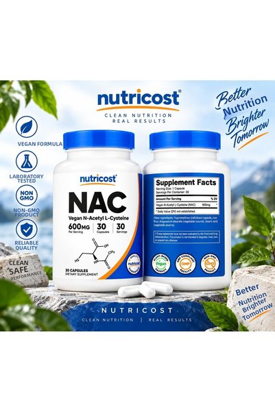 Nutricost إن-أسيتيل إل-سيستين 600 ملغ 30 كبسولة