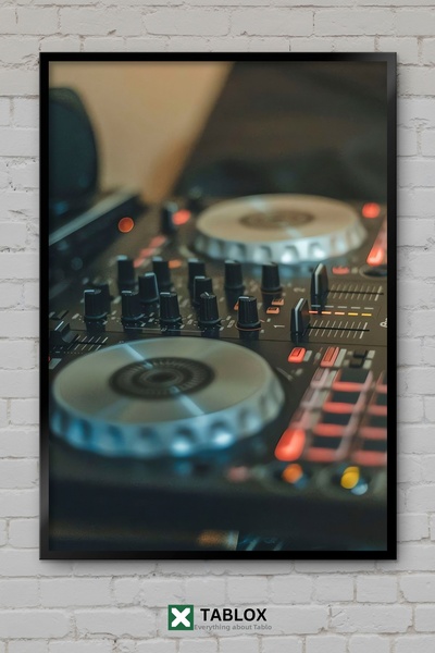 tablomaxtbx Dj Mixer Close-up Masa decorativă din MDF cu ramă pentru muzică e...