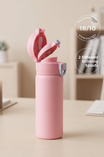 Kitchen Life Sticlă de apă din oțel inoxidabil de 600 ml cu capac etanș și cu...