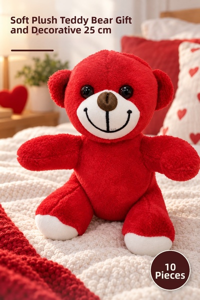 Yenilig 10 Pieces of Cute Red Plush Teddy Bears – Soft Plush Teddy Bears, Ted...